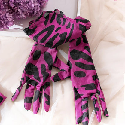 Sexy Lingerie Set in Pink Leopard Mesh – BH, Handschuhe & Beinlinge