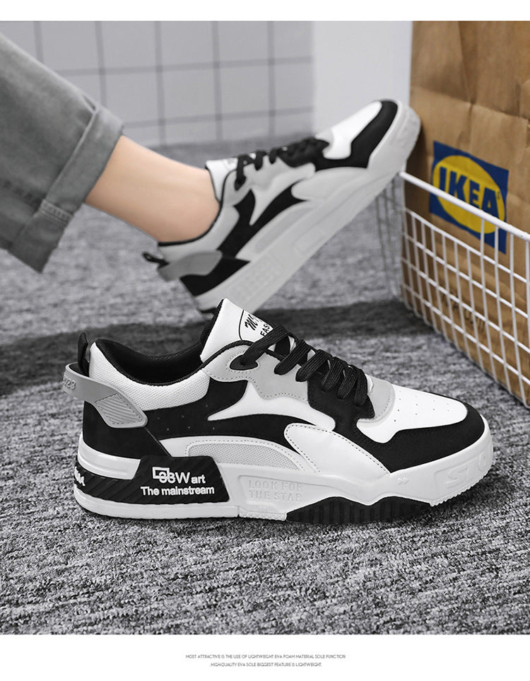 Herren Sneaker Herbst 2023 – Bequeme Plattform-Schuhe | Trendige weiße Schnürsneaker – Vulcanisierte Freizeitschuhe