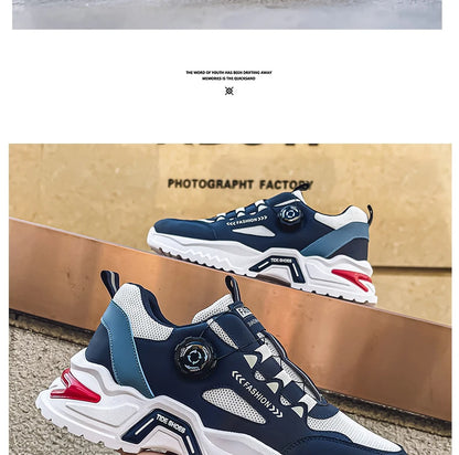 Herren Sneaker mit Rotationsverschluss – Koreanischer Stil | Bequeme Sportschuhe mit weicher Sohle & rutschfestem Profil – Ganzjahres-Freizeitschuhe