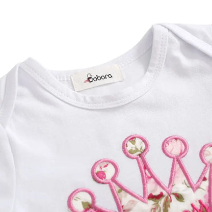 2-teiliges Sommer-Outfit für Baby-Mädchen – Kurzarm-Romper mit Print + Hose | Neugeborenen-Set 0–18 Monate