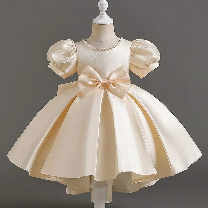 Elegantes Sommerkleid für Mädchen mit Schleife – Kurzarm Ballkleid für Party & besondere Anlässe (1–10 Jahre)