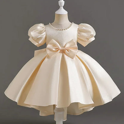 Elegantes Sommerkleid für Mädchen mit Schleife – Kurzarm Ballkleid für Party & besondere Anlässe (1–10 Jahre)