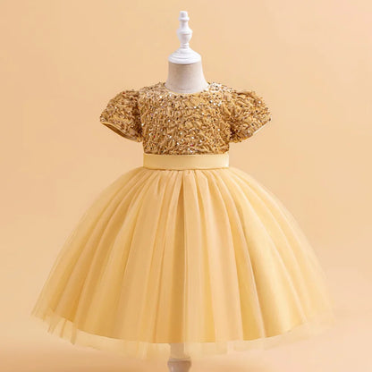 Elegantes Prinzessinnenkleid für Mädchen mit Pailletten & Tüll – Festliches Kleid für Auftritte, Feiern & besondere Anlässe