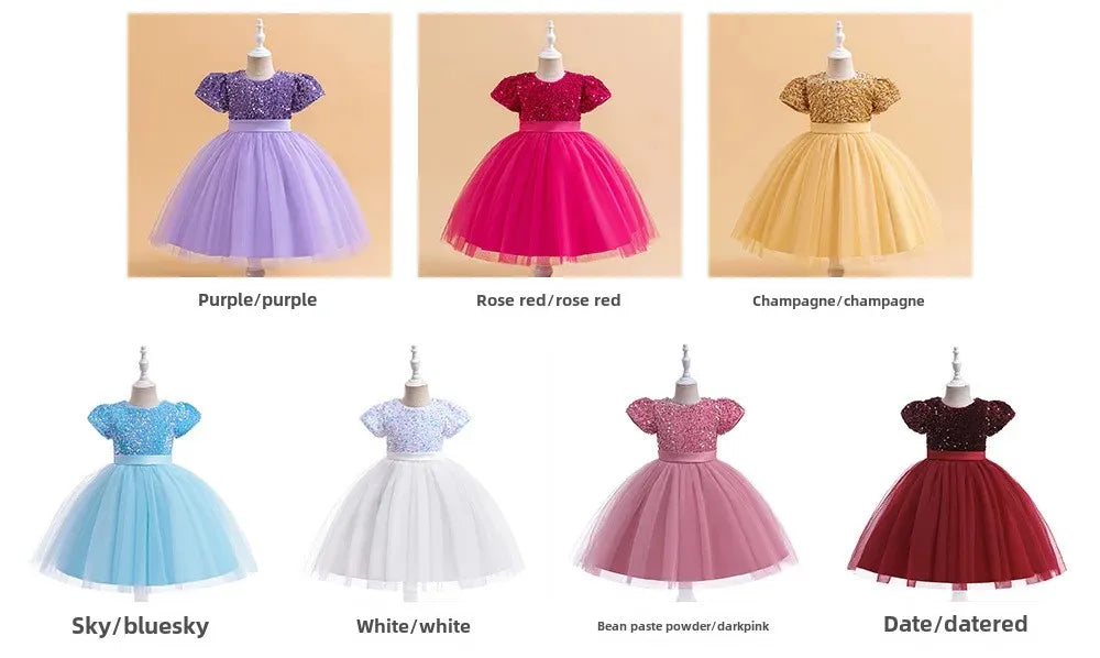 Elegantes Prinzessinnenkleid für Mädchen mit Pailletten & Tüll – Festliches Kleid für Auftritte, Feiern & besondere Anlässe