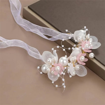 Frühlingshafte Boho Blumenkrone mit Perlen für Mädchen – Hochzeit Haarschmuck & Blumen-Haarreif | Kinder Geschenk