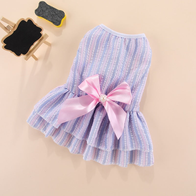 Elegantes Hundekleid mit Blumenmuster & Schleife – Prinzessinnenkleid für kleine Hunde & Katzen – Ideal für Yorkie, Chihuahua & Co.