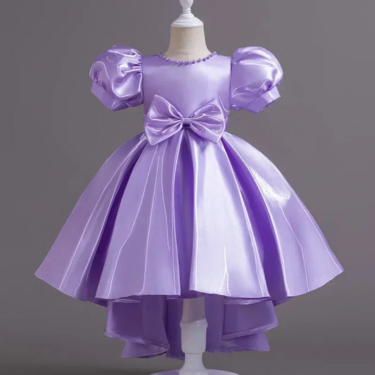 Elegantes Sommerkleid für Mädchen mit Schleife – Kurzarm Ballkleid für Party & besondere Anlässe (1–10 Jahre)