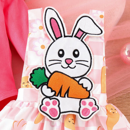 My First Easter” Baby-Mädchen-Outfit – 4-teilig: Hasen-Body, Karotten-Shorts, Socken & Haarband – von Prowow