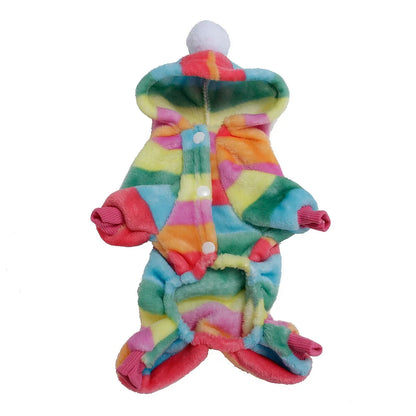 Weiche Flanell-Hundepyjama mit Streifen – Warmes Vierbeiniges Haustierkostüm für Herbst & Winter