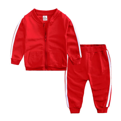 Frühling & Herbst Baby Jogginganzug – 2-teiliges Set aus Baumwolle mit Reißverschlussjacke & Hose für Mädchen & Jungen (6–24 Monate)