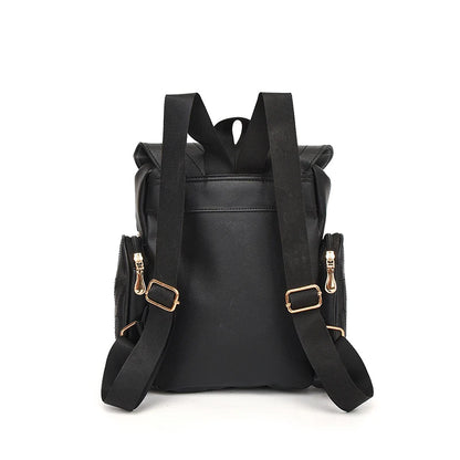 Damen Rucksack – Stylischer Eulen-Rucksack aus schwarzem PU-Leder mit Applikationen – Trendiger Begleiter für Alltag & Freizeit