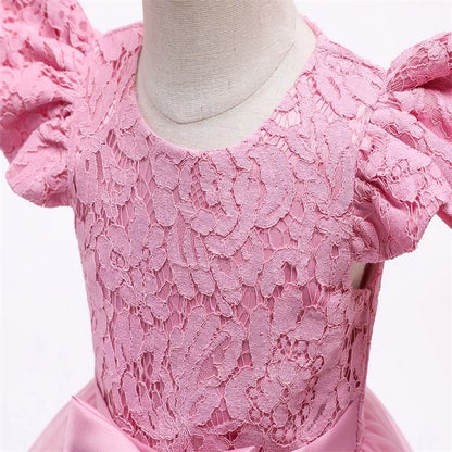 Vintage Prinzessinnenkleid mit Spitze & Stickerei – Luxuriöses Partykleid für Mädchen mit Rüschen & Goldakzenten (1–5 Jahre)
