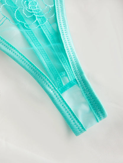 Sexy Spitzen-Dessous-Set mit Stickerei – Transparenter BH & String (2024)