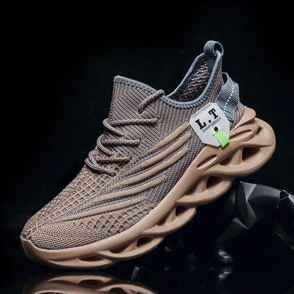 YRZL Herren Sportsneaker – Atmungsaktive Mesh-Jogging Schuhe | Leichte Outdoor-Laufschuhe in Schwarz mit Stoßdämpfung