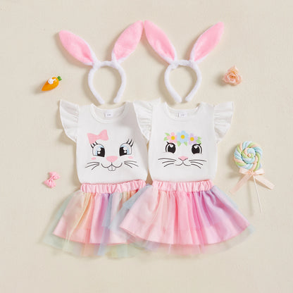 Süßes Baby-Osteroutfit für Mädchen – 3-teilig: Häschen-Body mit Tüllrock & Haarband mit Ohren (0–18 Monate)
