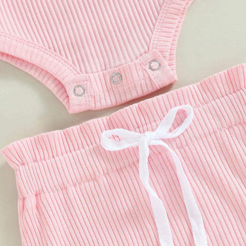 Sommer Baby Unisex 2-tlg. Set – Rüschenträger-Body & Shorts | Weiches Baumwoll-Outfit für Mädchen & Jungen (0–18 Monate)