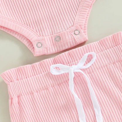Sommer Baby Unisex 2-tlg. Set – Rüschenträger-Body & Shorts | Weiches Baumwoll-Outfit für Mädchen & Jungen (0–18 Monate)