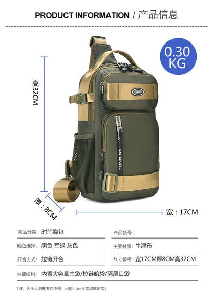 Große Herren Gürteltasche / Crossbody Bag – Leichte Oxford Brusttasche mit hoher Kapazität – Schultertasche für Alltag & Freizeit