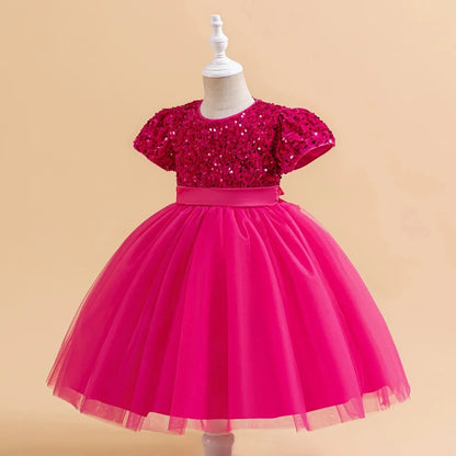 Elegantes Prinzessinnenkleid für Mädchen mit Pailletten & Tüll – Festliches Kleid für Auftritte, Feiern & besondere Anlässe