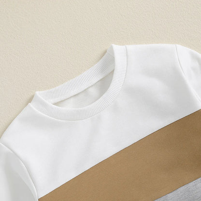 Herbst-Set für Kleinkind-Jungen (0–3 Jahre) – 2-teilig: Farbkontrast-Sweatshirt & Hose mit Gummibund – von Lioraitiin