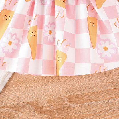 My First Easter” Baby-Mädchen-Outfit – 4-teilig: Hasen-Body, Karotten-Shorts, Socken & Haarband – von Prowow