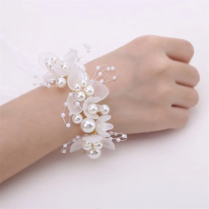Frühlingshafte Boho Blumenkrone mit Perlen für Mädchen – Hochzeit Haarschmuck & Blumen-Haarreif | Kinder Geschenk