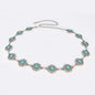 Boho Taillenkette für Damen – Silberfarbene Kette mit blauen Edelstein-Elementen | Eleganter Ellipsen-Look für Röcke & Kleider