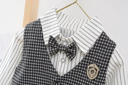 Elegantes Baby-Jungen Outfit – 3-teiliges Gentleman-Set mit Hemd, Weste & Krawatte – Perfekt für Feste & Auftritte (1–4 Jahre)