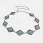 Boho Taillenkette für Damen – Silberfarbene Kette mit blauen Edelstein-Elementen | Eleganter Ellipsen-Look für Röcke & Kleider