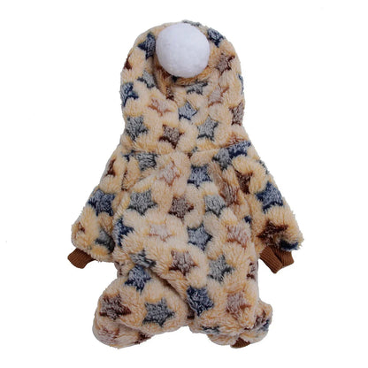 Weiche Flanell-Hundepyjama mit Streifen – Warmes Vierbeiniges Haustierkostüm für Herbst & Winter