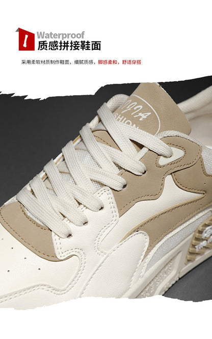 Herren Sneaker Herbst 2023 – Bequeme Plattform-Schuhe | Trendige weiße Schnürsneaker – Vulcanisierte Freizeitschuhe