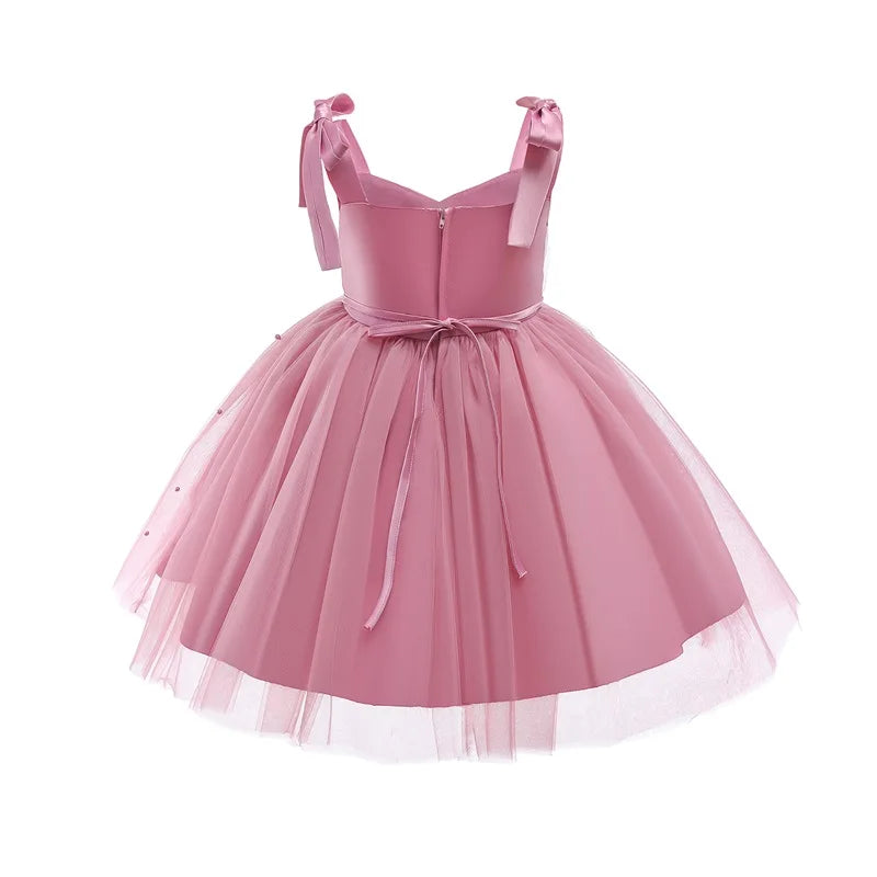 Elegantes Weihnachtskleid für Mädchen – Rückenfreies Prinzessinnenkleid mit Schleife – Festliches Ballkleid für Gala, Geburtstag & Hochzeit (Grün)