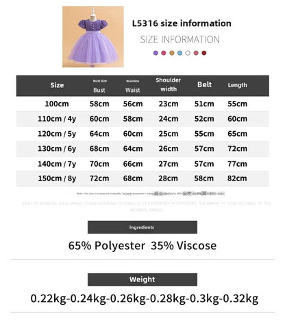 Elegantes Prinzessinnenkleid für Mädchen mit Pailletten & Tüll – Festliches Kleid für Auftritte, Feiern & besondere Anlässe