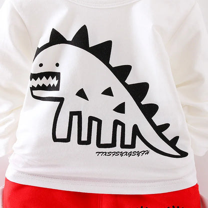 Winter-Set für Jungen (1–4 Jahre) – 3-teilig: Warmes Dino-Outfit mit Kapuzenjacke, Shirt & Hose – Fleecegefüttert