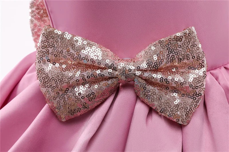 Elegantes Weihnachtskleid für Mädchen – Rückenfreies Prinzessinnenkleid mit Schleife – Festliches Ballkleid für Gala, Geburtstag & Hochzeit (Grün)