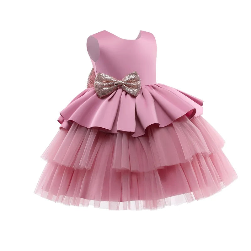Elegantes Weihnachtskleid für Mädchen – Rückenfreies Prinzessinnenkleid mit Schleife – Festliches Ballkleid für Gala, Geburtstag & Hochzeit (Grün)