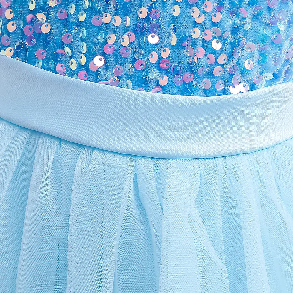 Elegantes Prinzessinnenkleid für Mädchen mit Pailletten & Tüll – Festliches Kleid für Auftritte, Feiern & besondere Anlässe