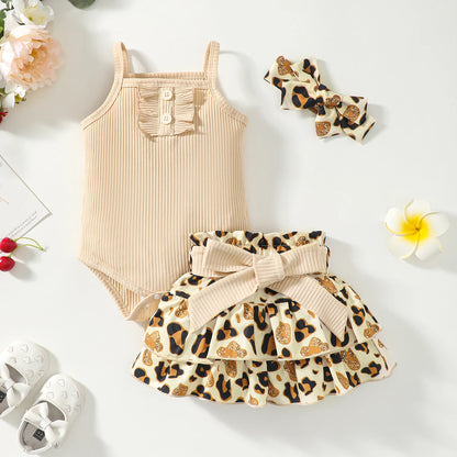 0–2 Jahre Sommer-Outfit für Baby-Mädchen – Ärmelloser Jumpsuit mit Trägern & Blumenrock