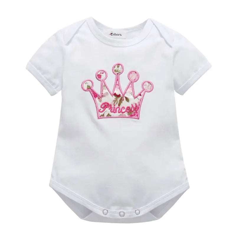 2-teiliges Sommer-Outfit für Baby-Mädchen – Kurzarm-Romper mit Print + Hose | Neugeborenen-Set 0–18 Monate