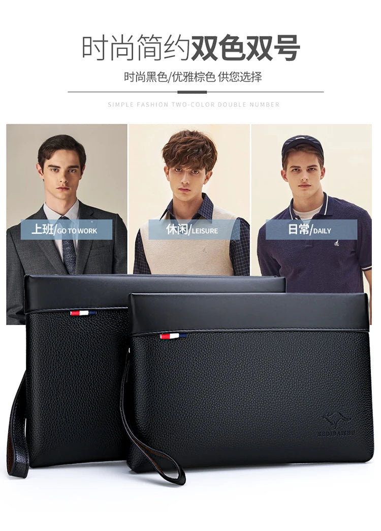 Herren Clutch Tasche – Elegante Business-Handtasche aus weichem PU-Leder – Stylische Freizeit- und Gürteltasche