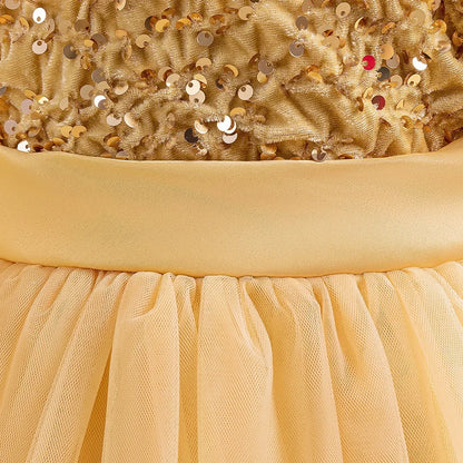 Elegantes Prinzessinnenkleid für Mädchen mit Pailletten & Tüll – Festliches Kleid für Auftritte, Feiern & besondere Anlässe