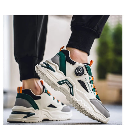Herren Sneaker mit Rotationsverschluss – Koreanischer Stil | Bequeme Sportschuhe mit weicher Sohle & rutschfestem Profil – Ganzjahres-Freizeitschuhe