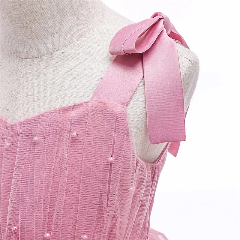 Elegantes Weihnachtskleid für Mädchen – Rückenfreies Prinzessinnenkleid mit Schleife – Festliches Ballkleid für Gala, Geburtstag & Hochzeit (Grün)