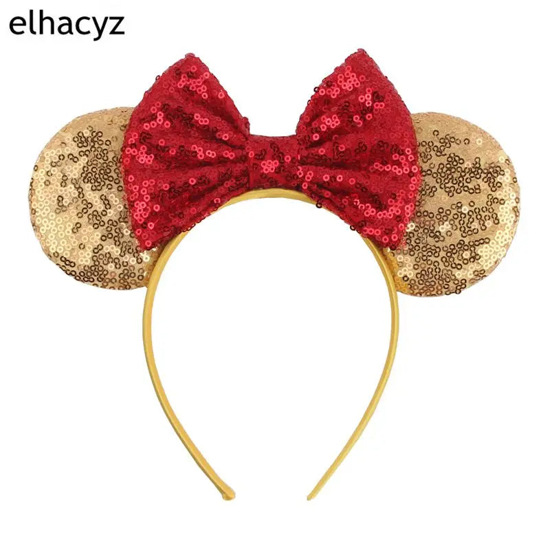 2025 Disney Minnie Maus Haarreif mit Stickerei & Pailletten – Party-Accessoire für Kinder & Erwachsene