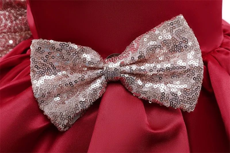 Elegantes Weihnachtskleid für Mädchen – Rückenfreies Prinzessinnenkleid mit Schleife – Festliches Ballkleid für Gala, Geburtstag & Hochzeit (Grün)