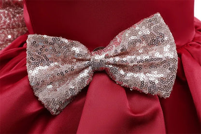 Elegantes Weihnachtskleid für Mädchen – Rückenfreies Prinzessinnenkleid mit Schleife – Festliches Ballkleid für Gala, Geburtstag & Hochzeit (Grün)