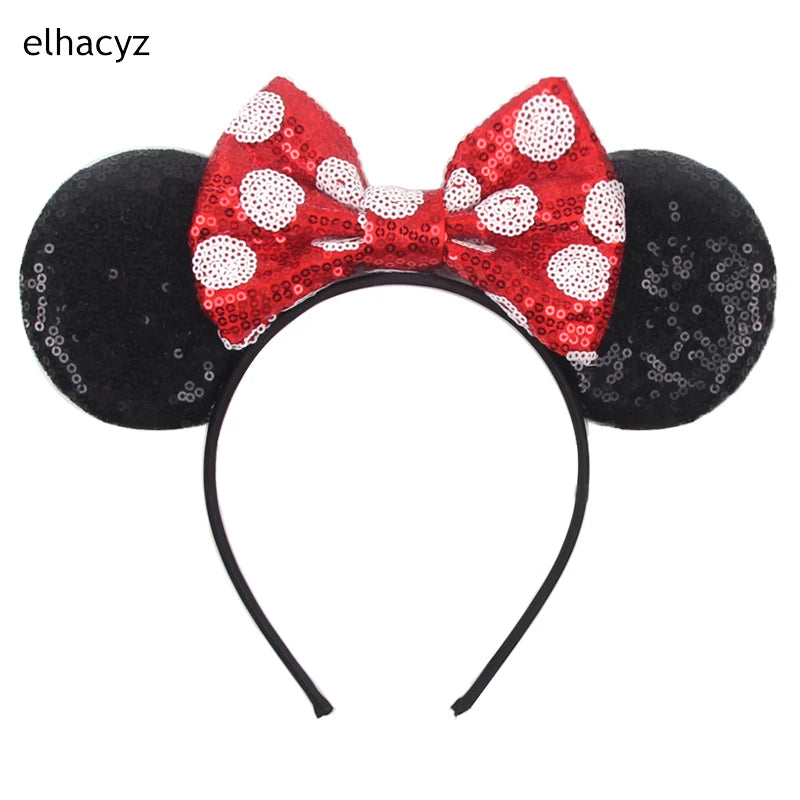2025 Disney Minnie Maus Haarreif mit Stickerei & Pailletten – Party-Accessoire für Kinder & Erwachsene
