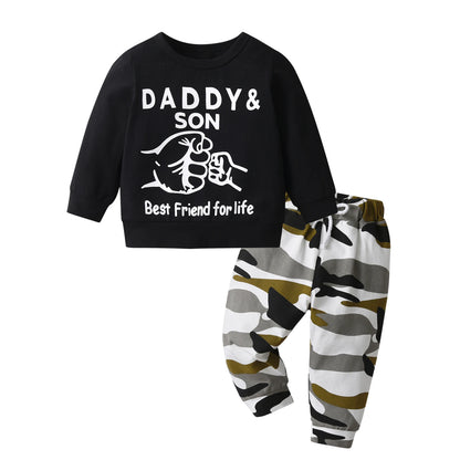 2-teiliges Baby-Set für Herbst – Langarm-Shirt mit Schriftzug & Hose – Unisex Baumwoll-Outfit für Neugeborene & Kleinkinder (0–24 Monate)