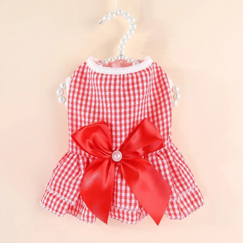 Elegantes Hundekleid mit Blumenmuster & Schleife – Prinzessinnenkleid für kleine Hunde & Katzen – Ideal für Yorkie, Chihuahua & Co.