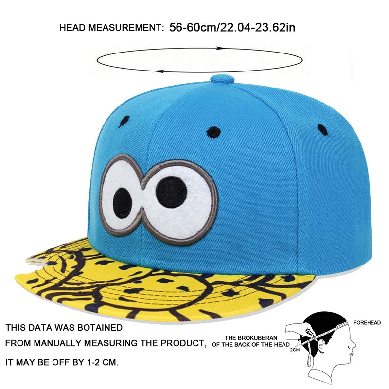 Unisex Baseballcap mit Eye & Pizza Stickerei – Verstellbare Hip-Hop Mütze für Frühling & Herbst | Casual Streetwear